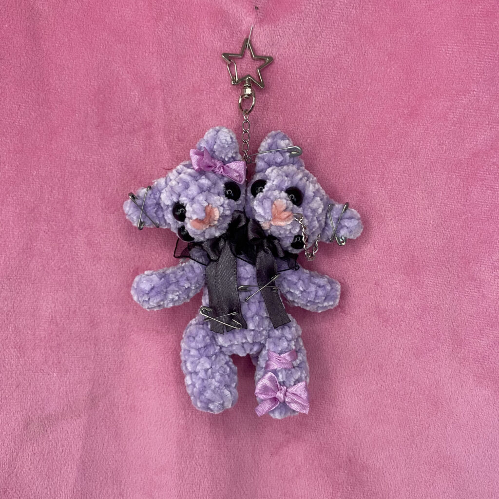 Nian y Mau Dark 💜 | Llavero Amigurumi Gatitos de Dos Cabezas
