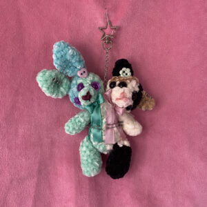 Yuey y Purr 💜 | Llavero Amigurumi Alien y Gatito Calico de Dos Cabezas