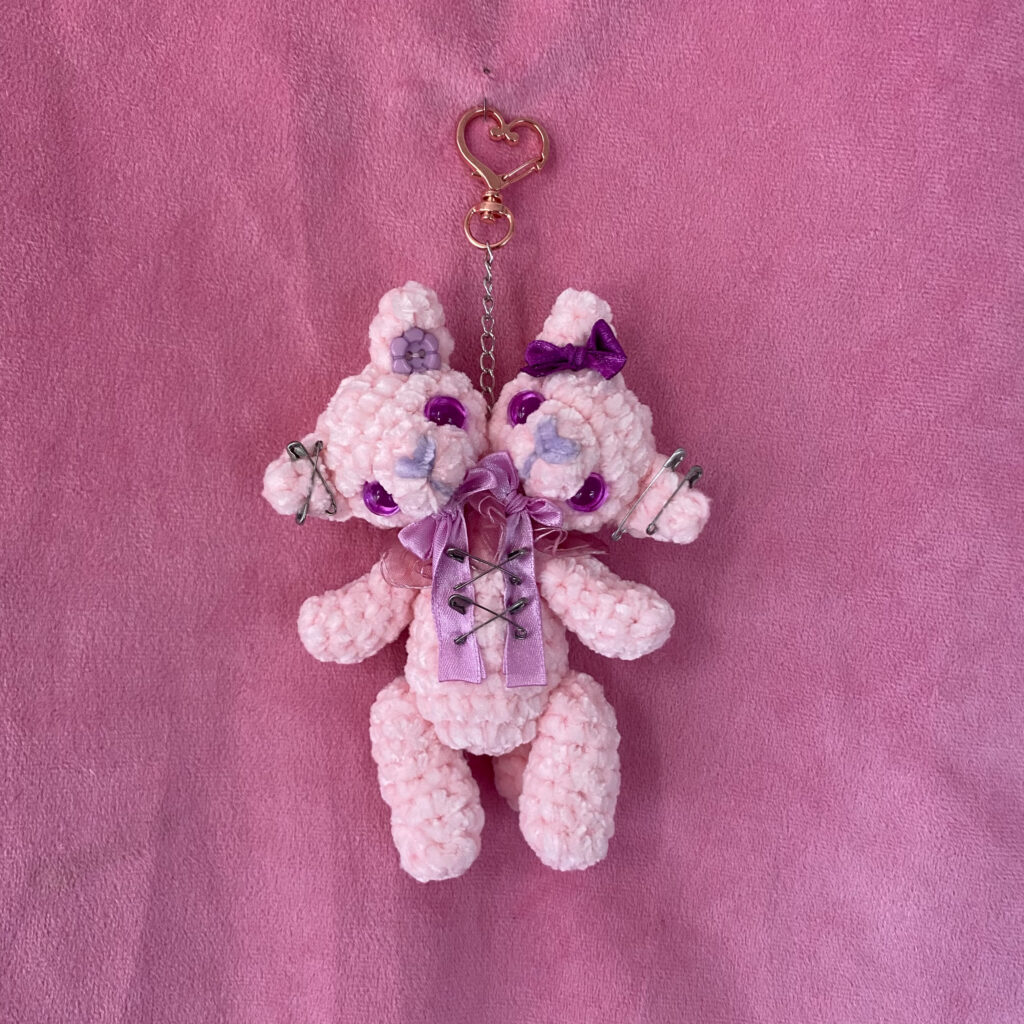 Peri y Winkle Kitty 💜 | Llavero Amigurumi Gatitos de Dos Cabezas