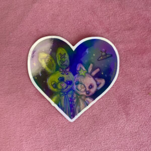 Xyli y Xal 💜 | Sticker Holográfico Alien Conejito y Gatito