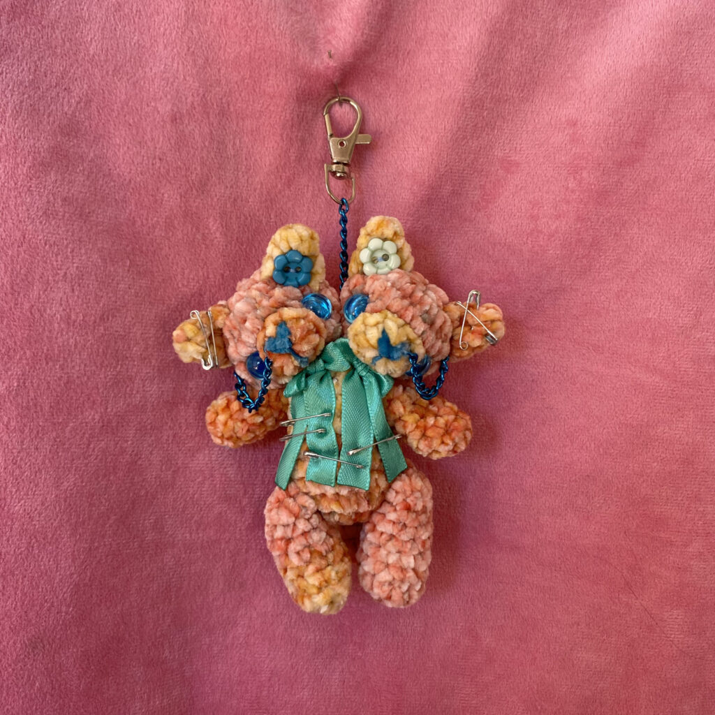 Orange | Colgante Amigurumi de Gatitos de Naranja de Dos Cabezas